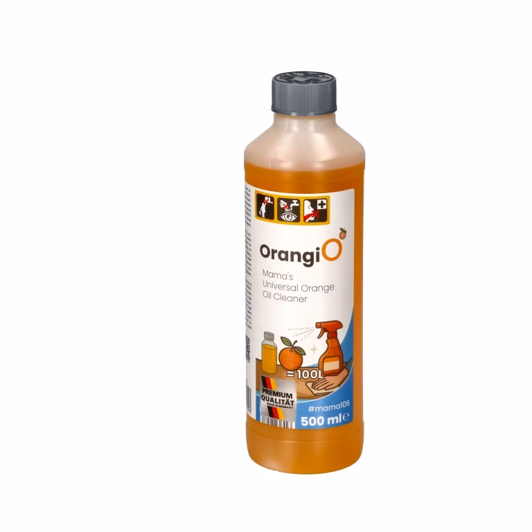 OrangiO Mama's Universal Orange Oil Cleaner (CONCENTRATE) 500 ml #mama106 Koncentrat olejku pomarańczowego do mycia ekspresu i 100 innych zastosowań — obrót 360°